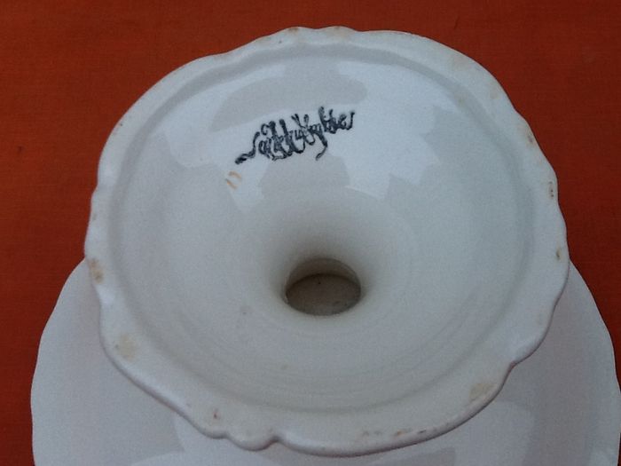 Fin XIXème Compotier sur piédouche Faïence de Sarreguemines U&C - photo numéro 6