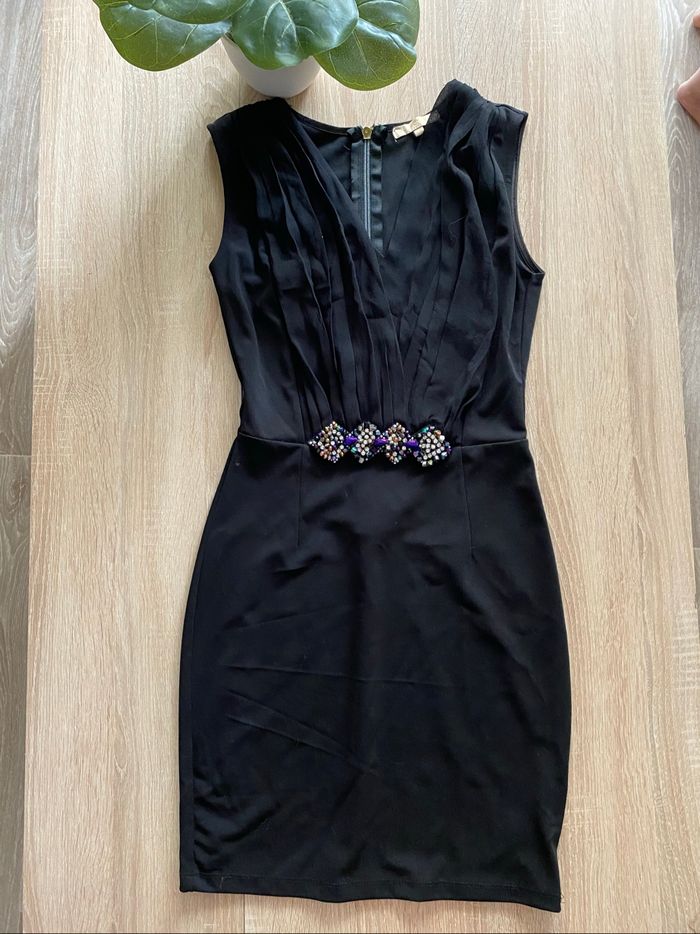 Robe noire strass zip