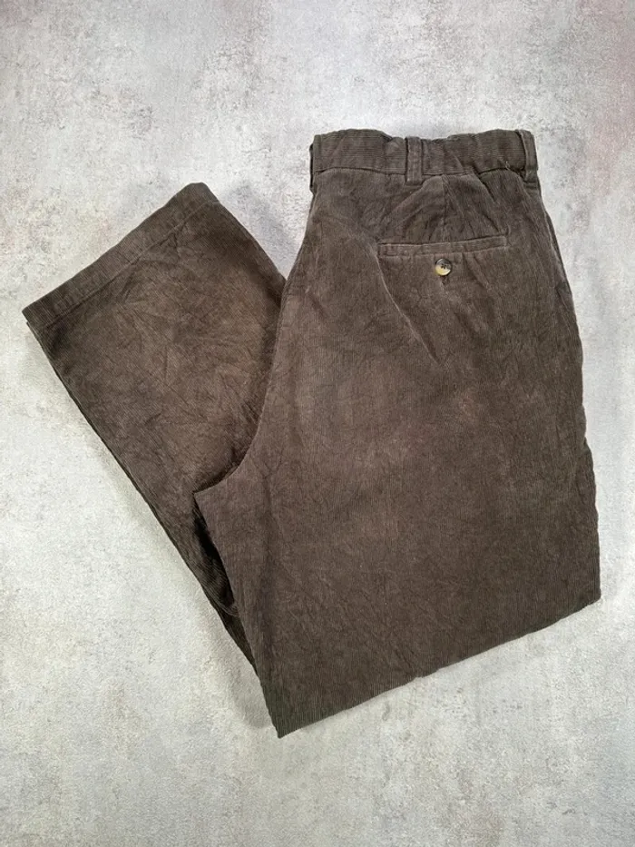 Pantalon En Velours Côtelé / Corduroy haggar brun coupe droite usé taille W38 L30
