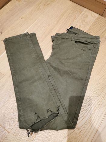 Pantalon skinny kaki troué