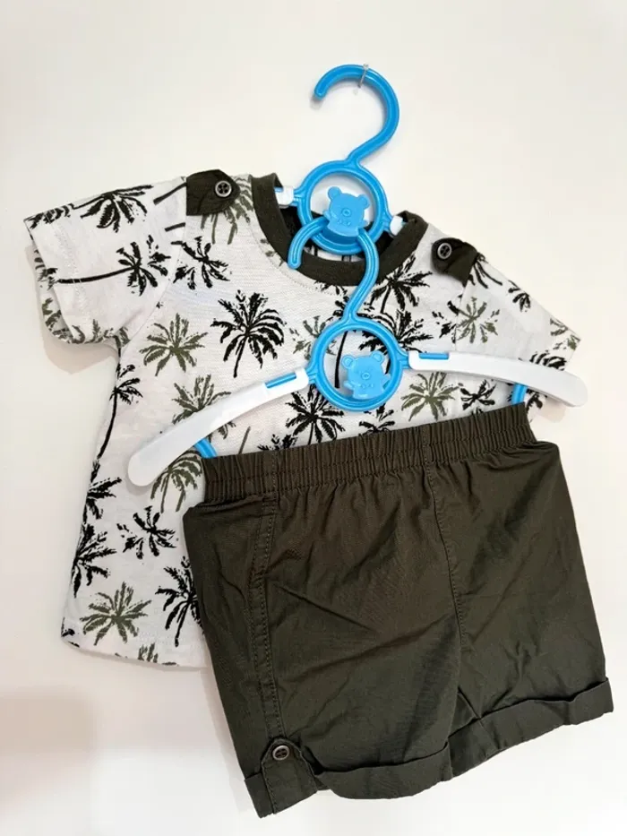 Lot de 2 Ensembles short t-shirt jumeaux 3 mois - photo numéro 2
