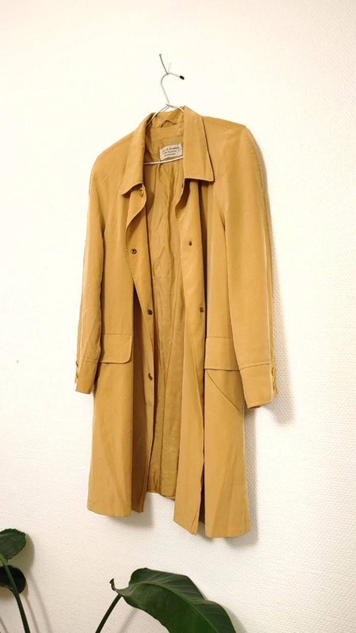 Trench jaune doré raglan poche bouton fluide - photo numéro 3