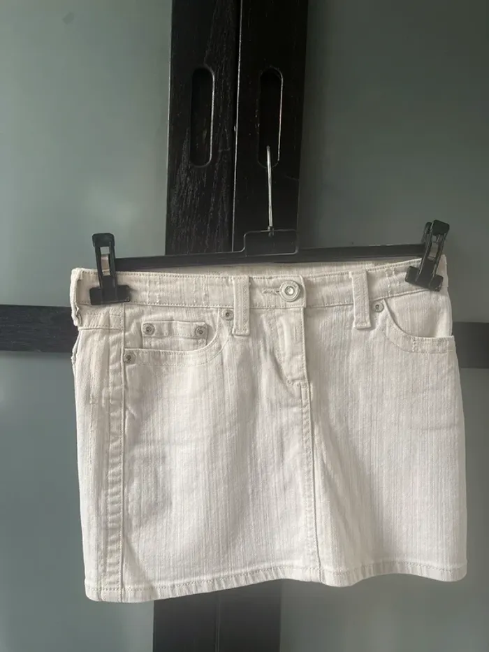 jupe en jeans beige - photo numéro 2