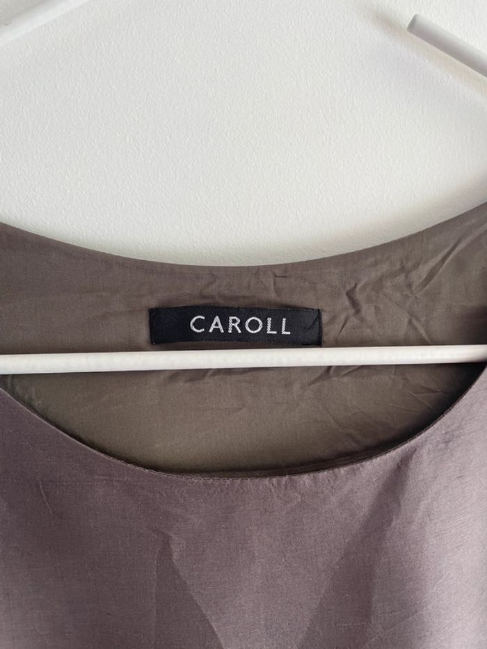 Robe grise en soie Caroll ceinture fleurs - photo numéro 6