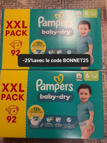 Deux XXL carton de couche  pampers taille 6 normale