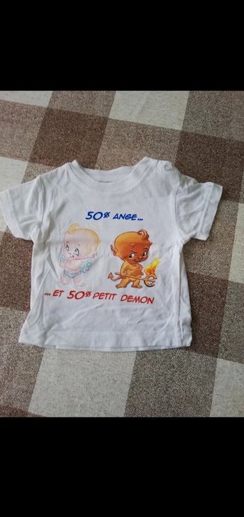 Tee shirt 3 mois blanc manches courtes Ange/démon