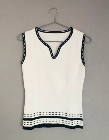 Haut noir & blanc vintage La City XS/S