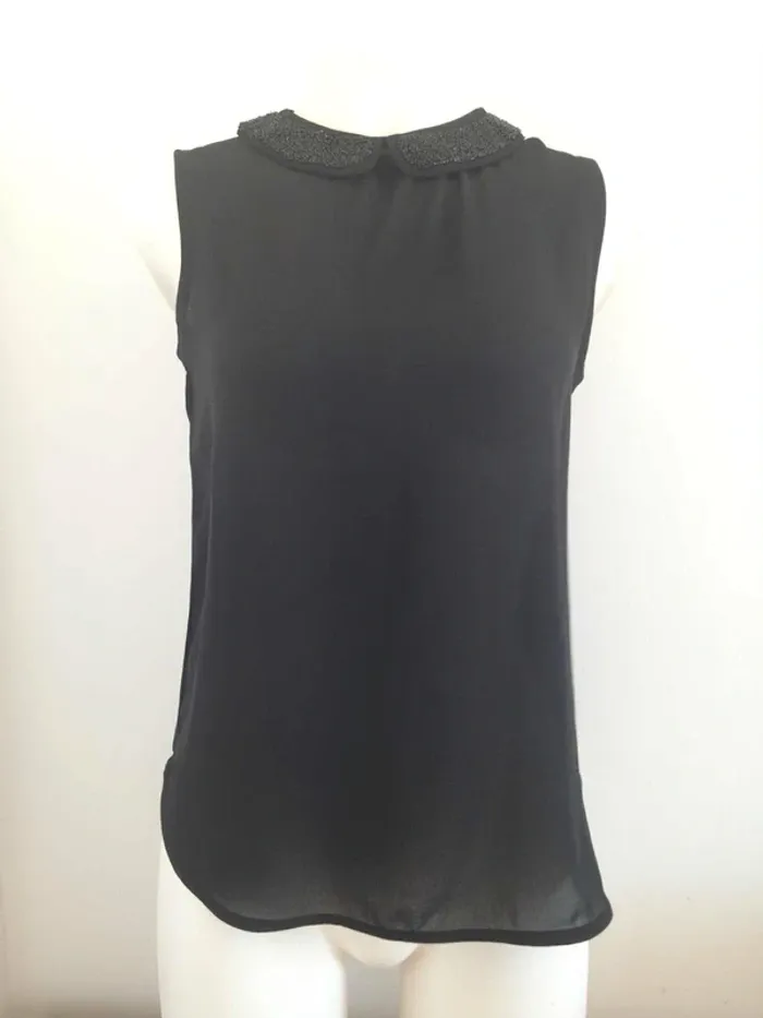 Débardeur blouse sans manches col claudine bijoux perles S 36 Kiabi