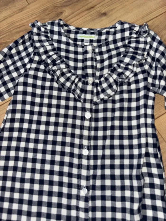 Robe à carreaux bleu marine et blanche vertbaudet 5 ans - photo numéro 2