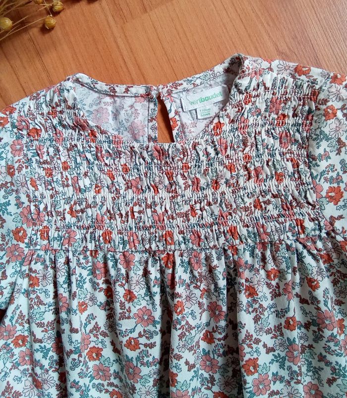 Robe fleurie manches longues Vertbaudet taille 5 ans - photo numéro 4