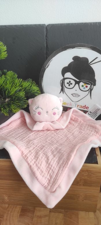 Doudou plat chat dormeur lange rose nicotoy simba toys kiabi gris losange plat