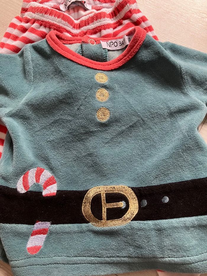 Pyjama 2 pièces lutin de Noël 6 mois - photo numéro 3