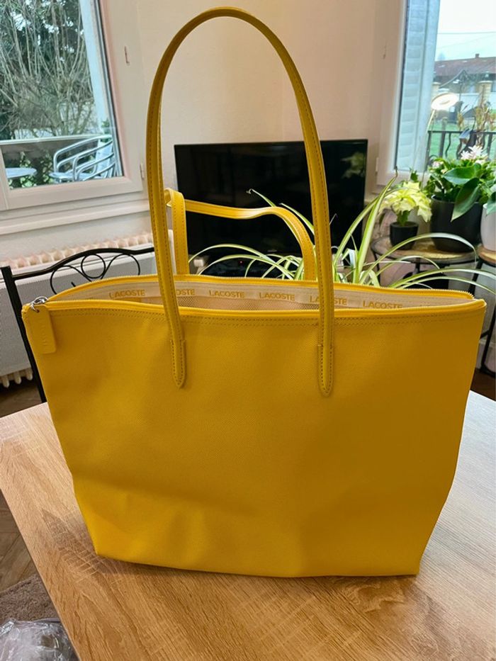 Grand sac cabas Lacoste jaune - photo numéro 4