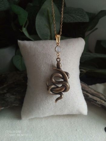 Collier bohème lune serpent pierre de lune