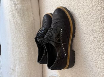 👞 Derbies noires bi-matière à semelle compensée – Liberto – Pointure 37 👞