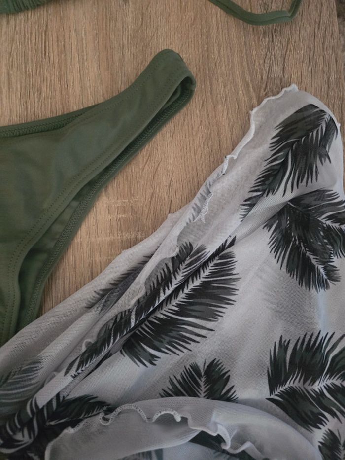 Bikini kaki + pareo tropicale taille L - photo numéro 2