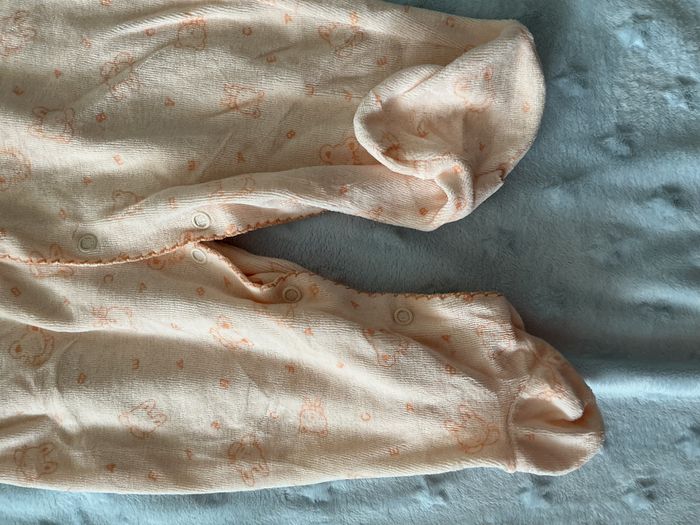 pyjama grenouillère en velours abricot à motifs ouverture devant 6 mois - photo numéro 5