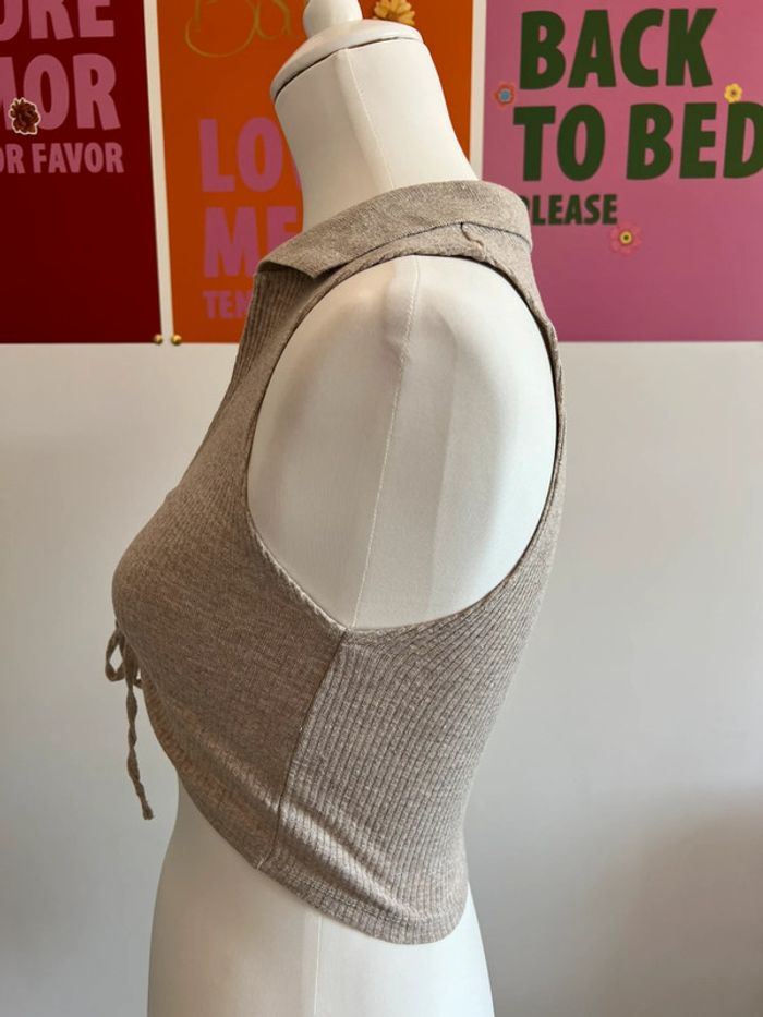 Crop Top à Nouer Greige Zara taille S - photo numéro 3