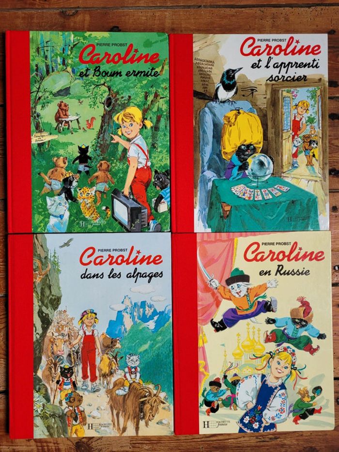 Lot de 4 livres très rares Caroline Pierre Probst Hachette Jeunesse albums reliure rouge