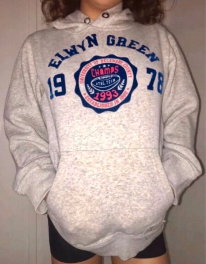 Sweat avec capuche couleur gris motif bleu et rose taille 10/12 ans  h&m - photo numéro 2