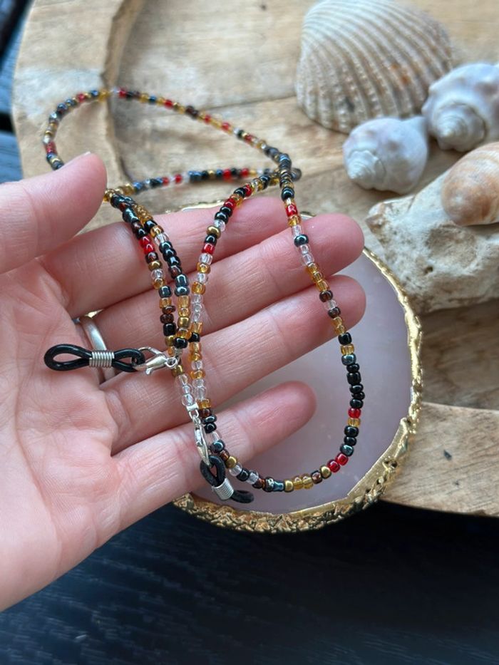 Chaîne de lunettes perles naturelles multicolores – Neuf – 17 cm - photo numéro 4