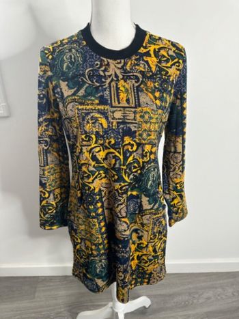 Robe tunique ethnique aztèque multicolore et doré T36 S
