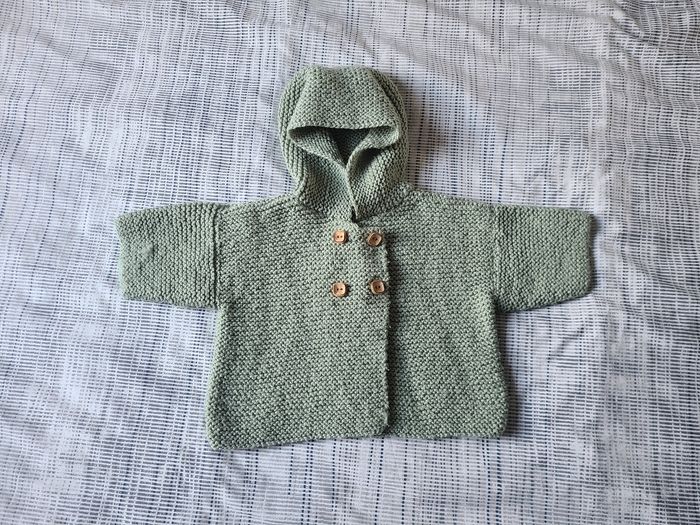 Gilet manteau bébé en maille laine fait main 3-6 mois - photo numéro 8