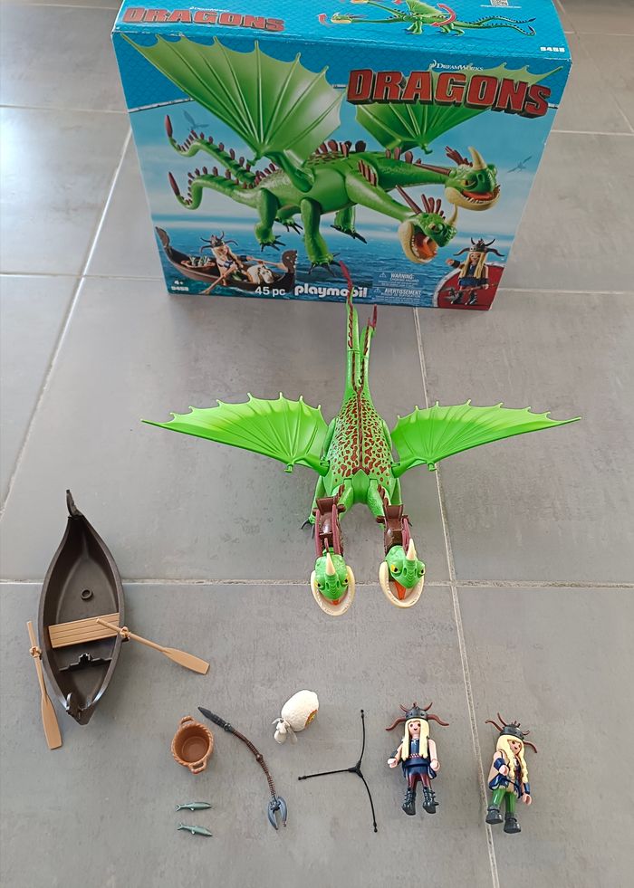 Playmobil Dragons  9458 - Kognedur, Kranedur et leurs dragons Pète et Prout - photo numéro 2