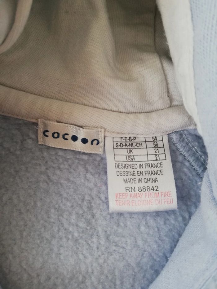 Jogging sweat à capuche zip et pantalon bleu 1 mois - photo numéro 2