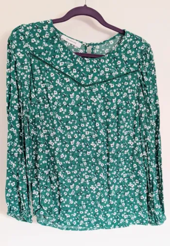 Blouse verte fleurs