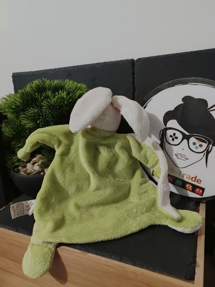 Doudou plat chien lapin blanc vert rouge my first nici rouge pois rose croix - photo numéro 2