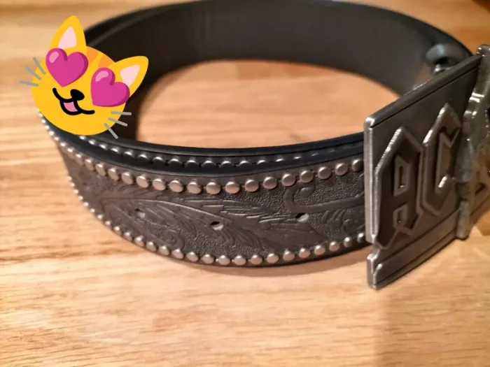 Ceinture grise boucle AC/DC 120 cm - photo numéro 2