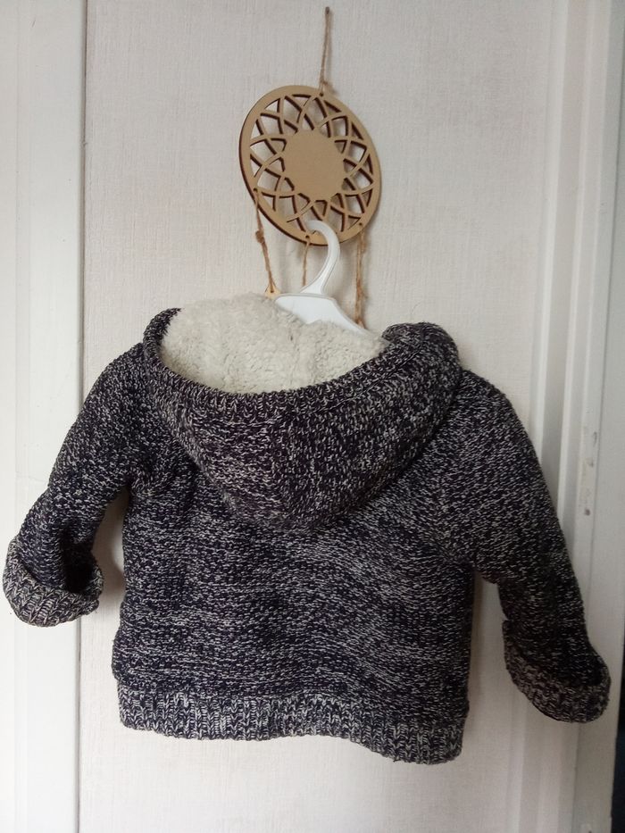 Gilet, veste, manteau chaud, épais, mi saison, 12 mois gris garçon, intérieur doublé - photo numéro 2