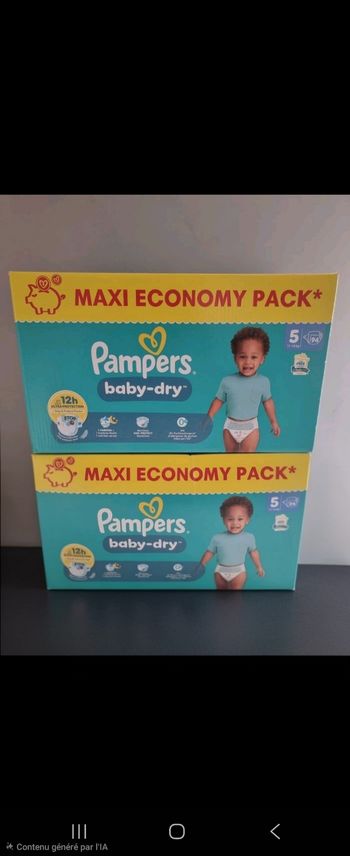 Lot de 2 packs de couches pampers baby dry taille 5