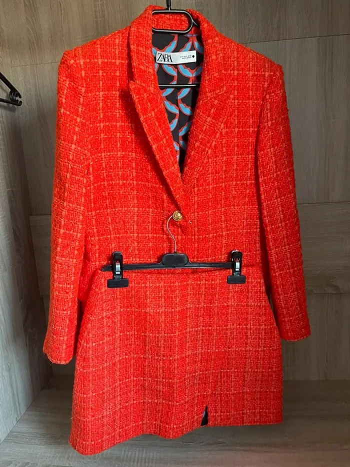 Ensemble tailleur jupe Zara tweed taille S - photo numéro 3