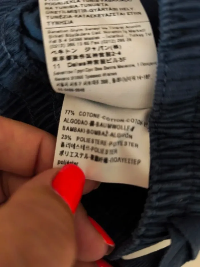 Pantalon bleu marine velours côtelé ceinture élastique - photo numéro 6