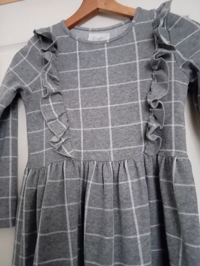 Robe fille grise à carreaux - photo numéro 3