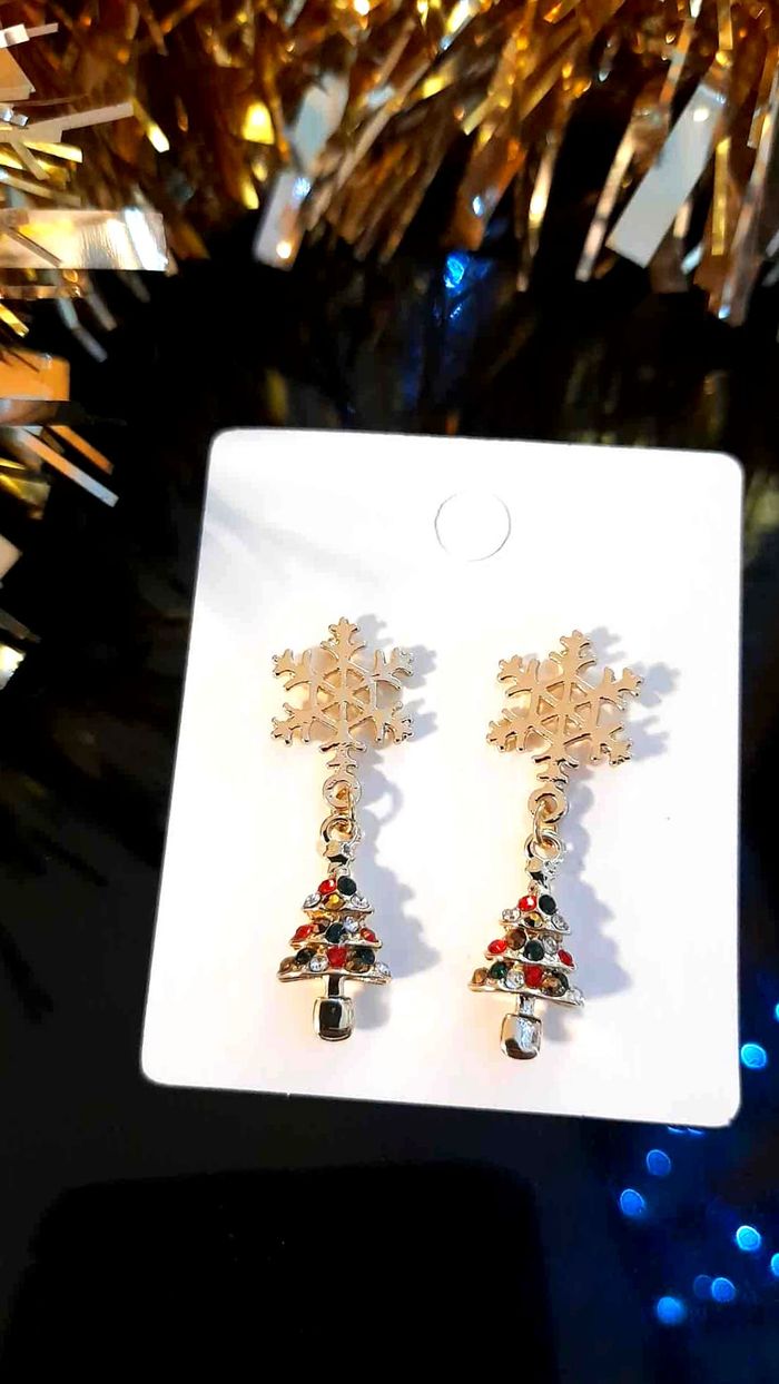 Bijoux Noël | Boucles d’Oreilles neuves Flocons et Sapin de Noël - photo numéro 2