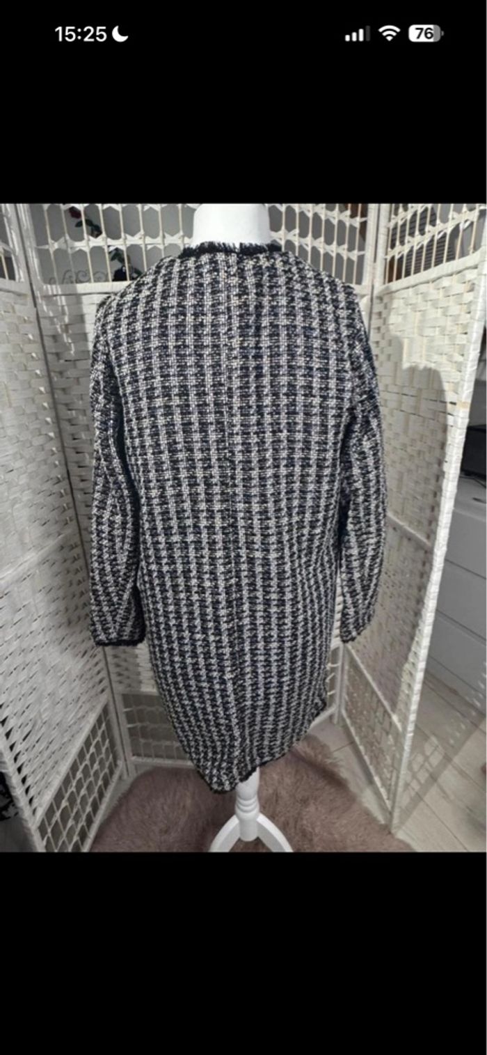 Veste longue chic classe- Noir Et Blanc - Très Bon Etat - photo numéro 2