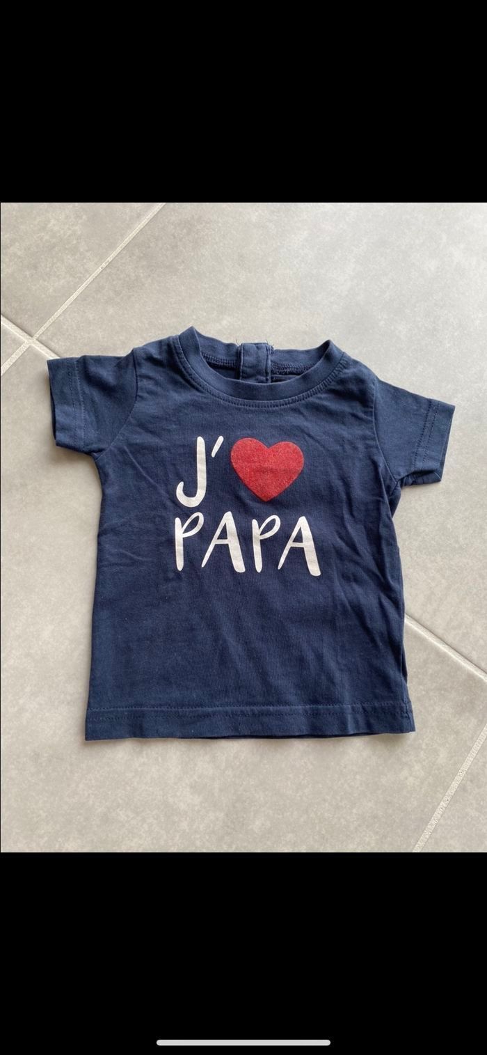 Tee shirt manches courtes J'aime Papa 6 mois - photo numéro 2