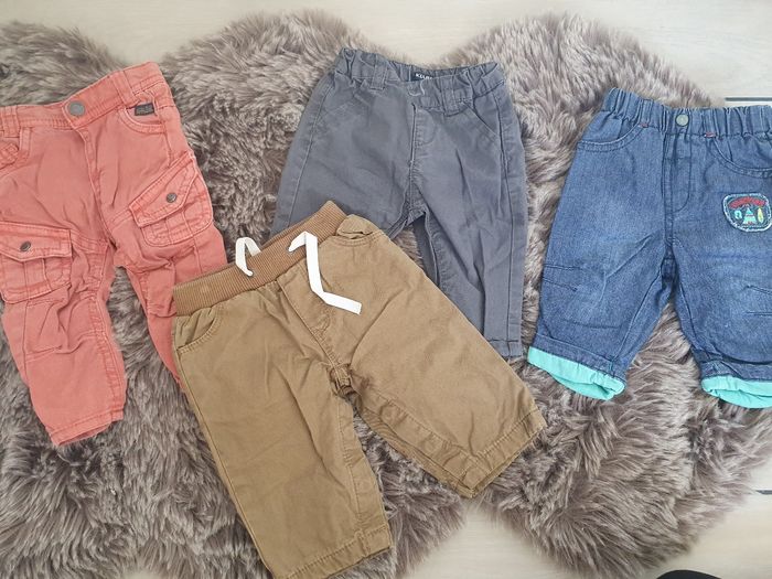 Lot de vêtements taille 3 mois: 6 t-shirts manches longues et 4 pantalons - photo numéro 2
