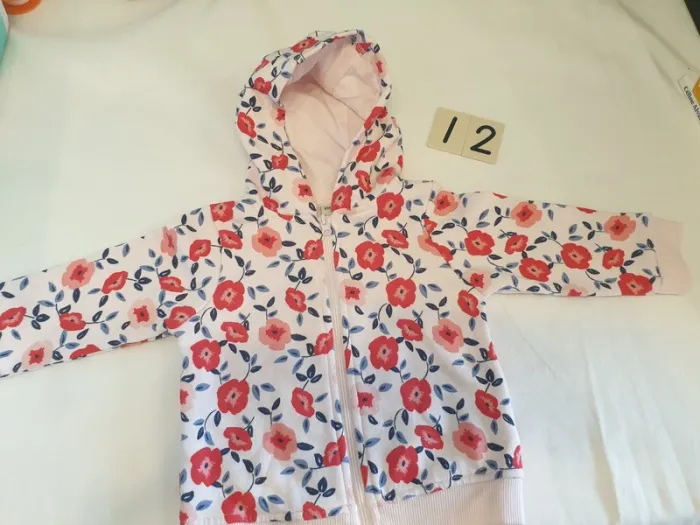 Sweat capuche fleurs 12 mois