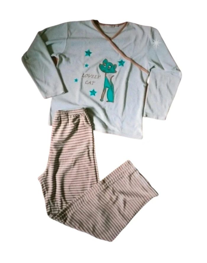Pyjama d'hiver 2 pièces  velours chat 12 ans