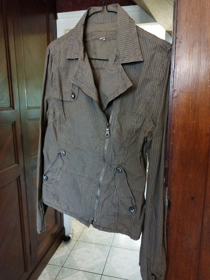 Veste blazer rayures marron vintage y2k M/38 - photo numéro 9