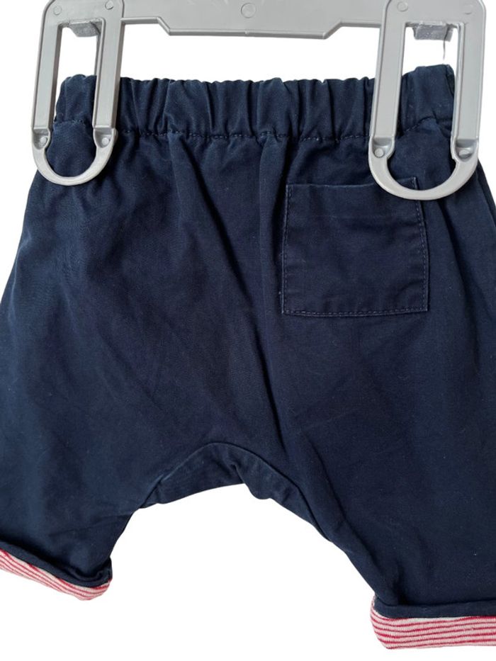 Pantalon bébé bleu marine, intérieur milleraies rouge - Petit Bateau 0 mois - photo numéro 5