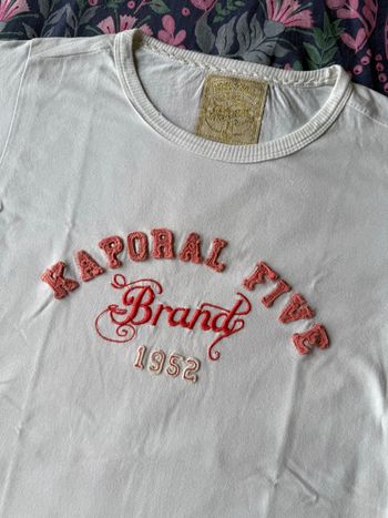 Teeshirt vintage blanc et rose foncé Kaporal - Taille L