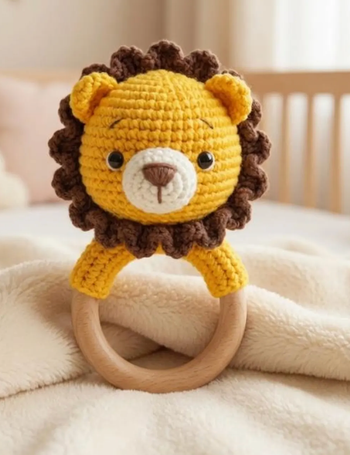 🦁🧶 Hochet lion au crochet 💛✨
