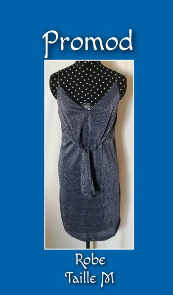 Robe bretelles bleu nuit argenté drapé taille M Promod