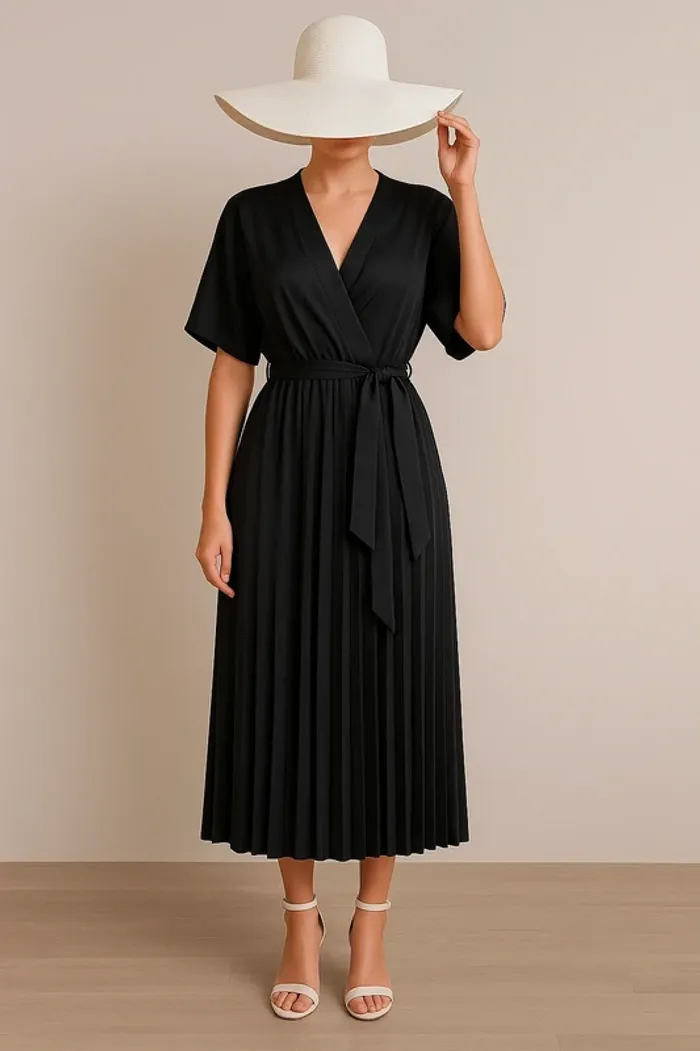 Robe Longue Noire et plissée