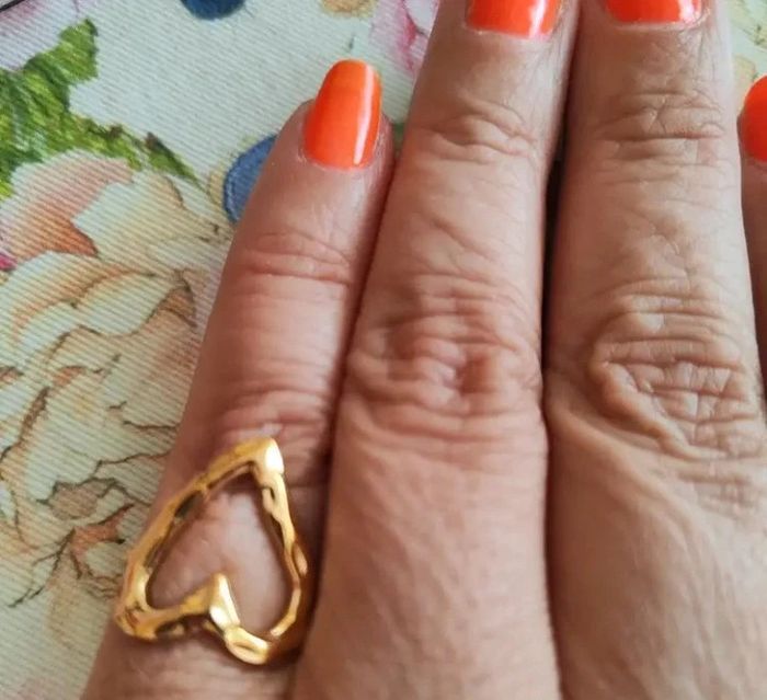 Bague doré ouvert forme de coeur acier inoxydable - photo numéro 2